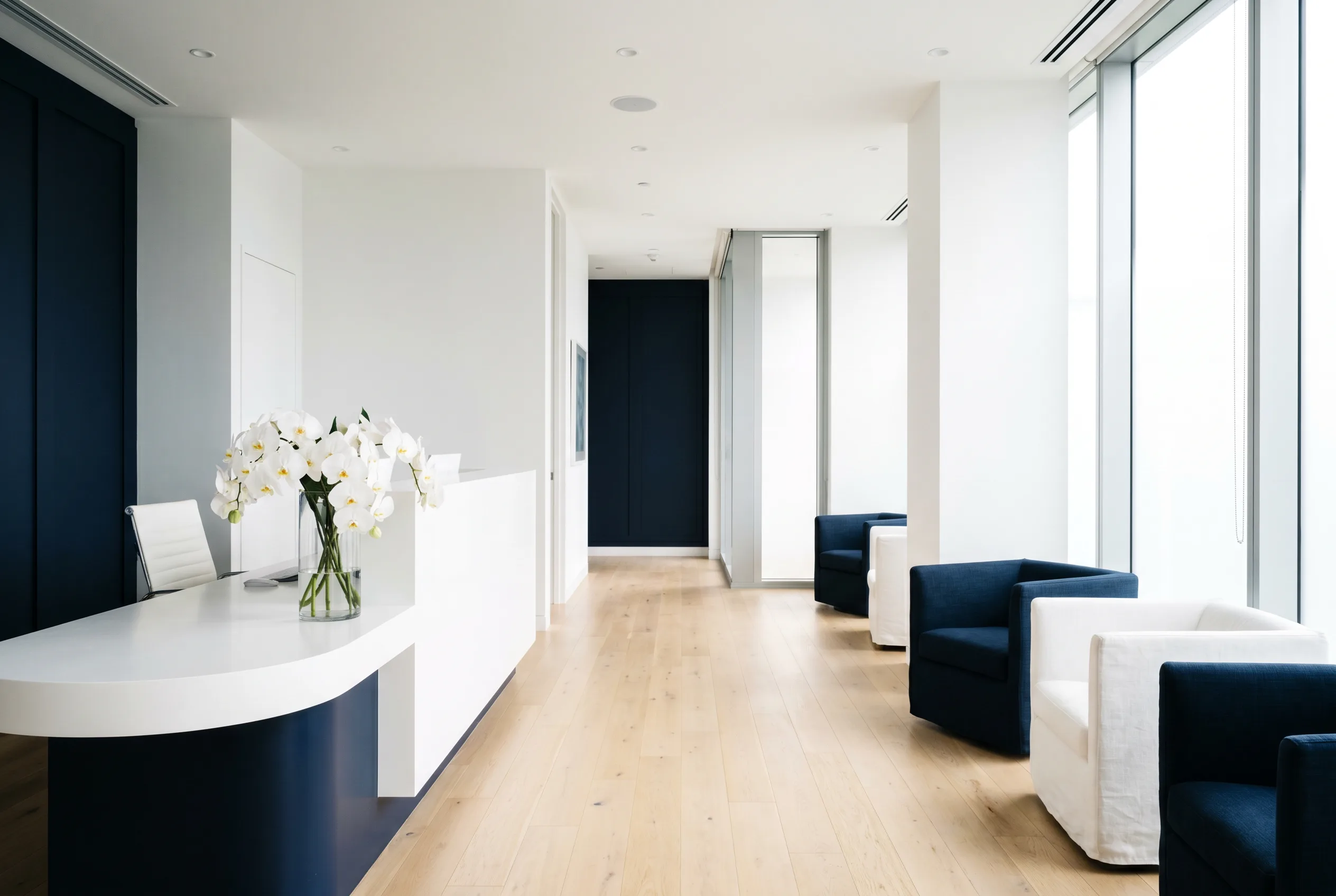 The bright, modern interior of CARE Plastic Surgery in Cary