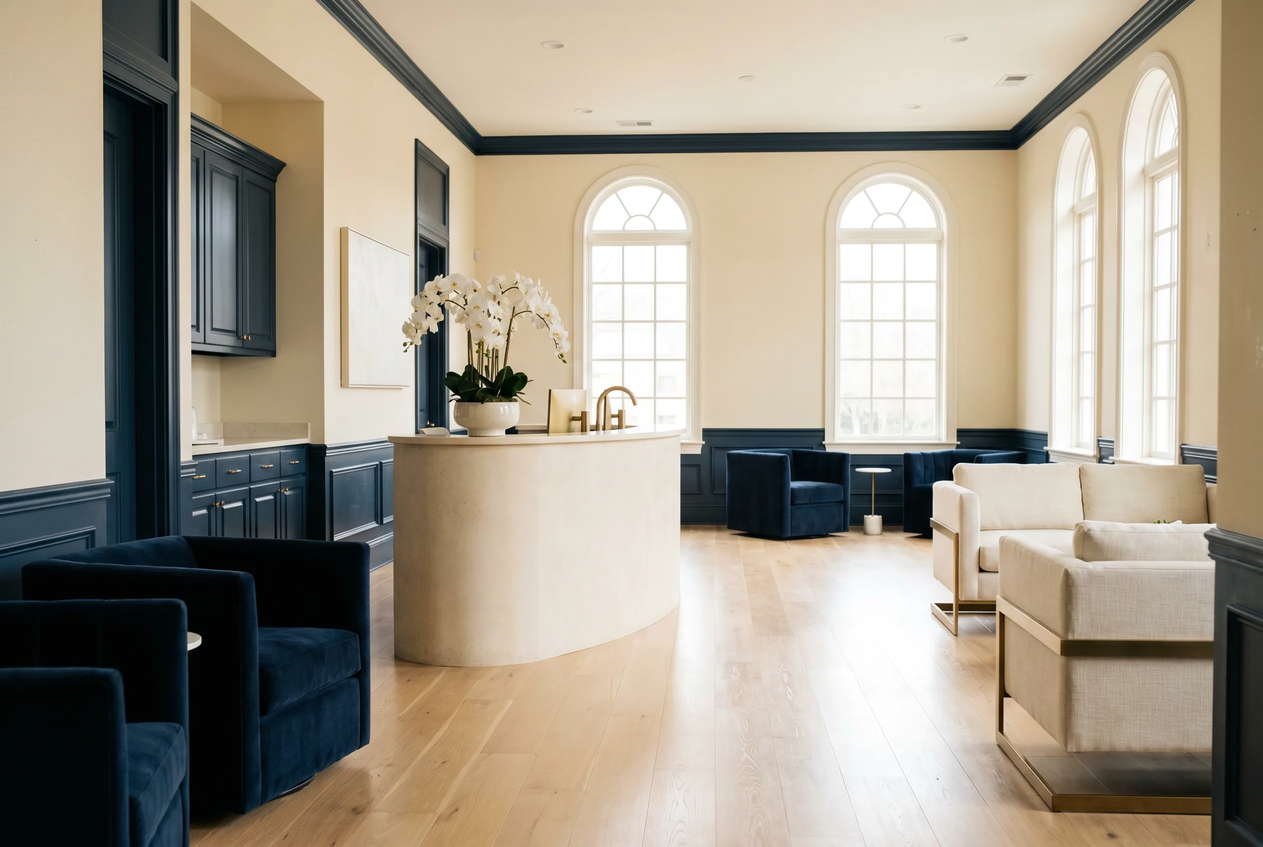 The calm, light-filled interior of Cape Fear Aesthetics in Fayetteville