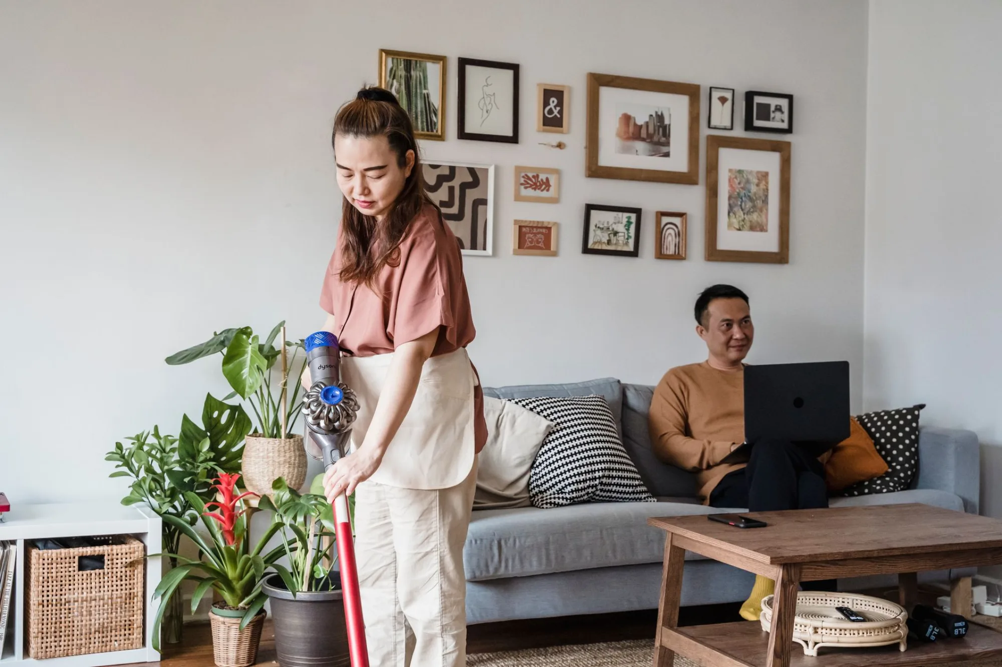 A bright, tidy living room being freshened up